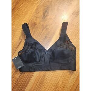 Lunaire Bra Wireless Size 34d Black Lace 16041